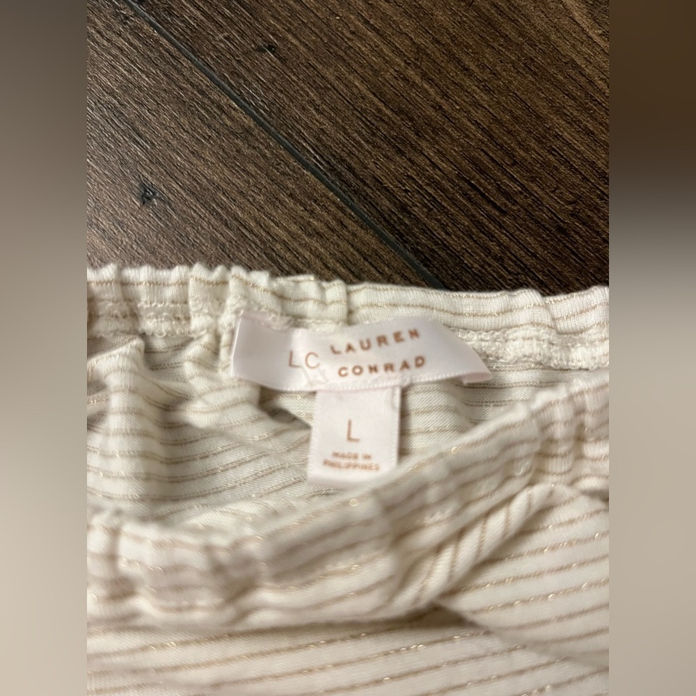 LC Lauren Conrad Scoopneck Smocked Top Women’s Size Large - Picture 4 of 6
